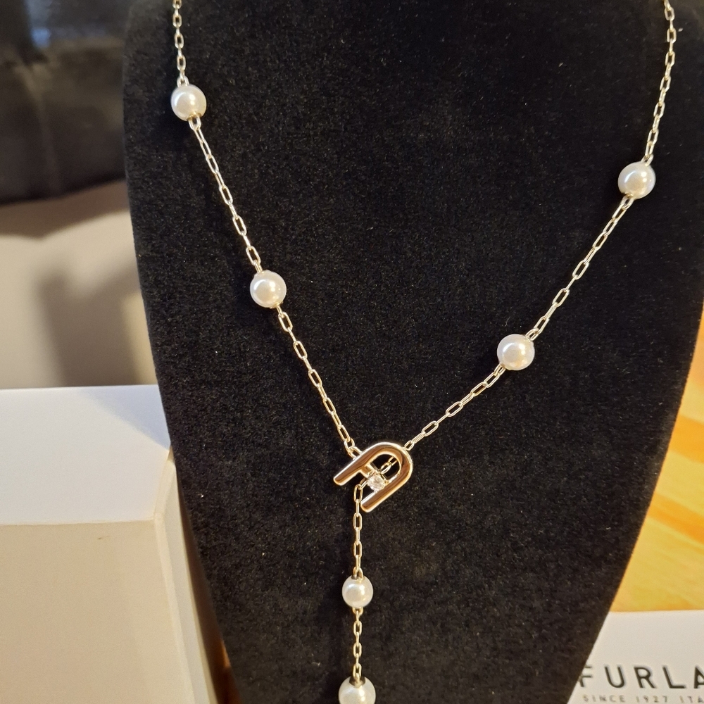 Furla Arch Pearl Necklace With Dustbag and Box Full Inclusion NWT - Picture 2 of 13